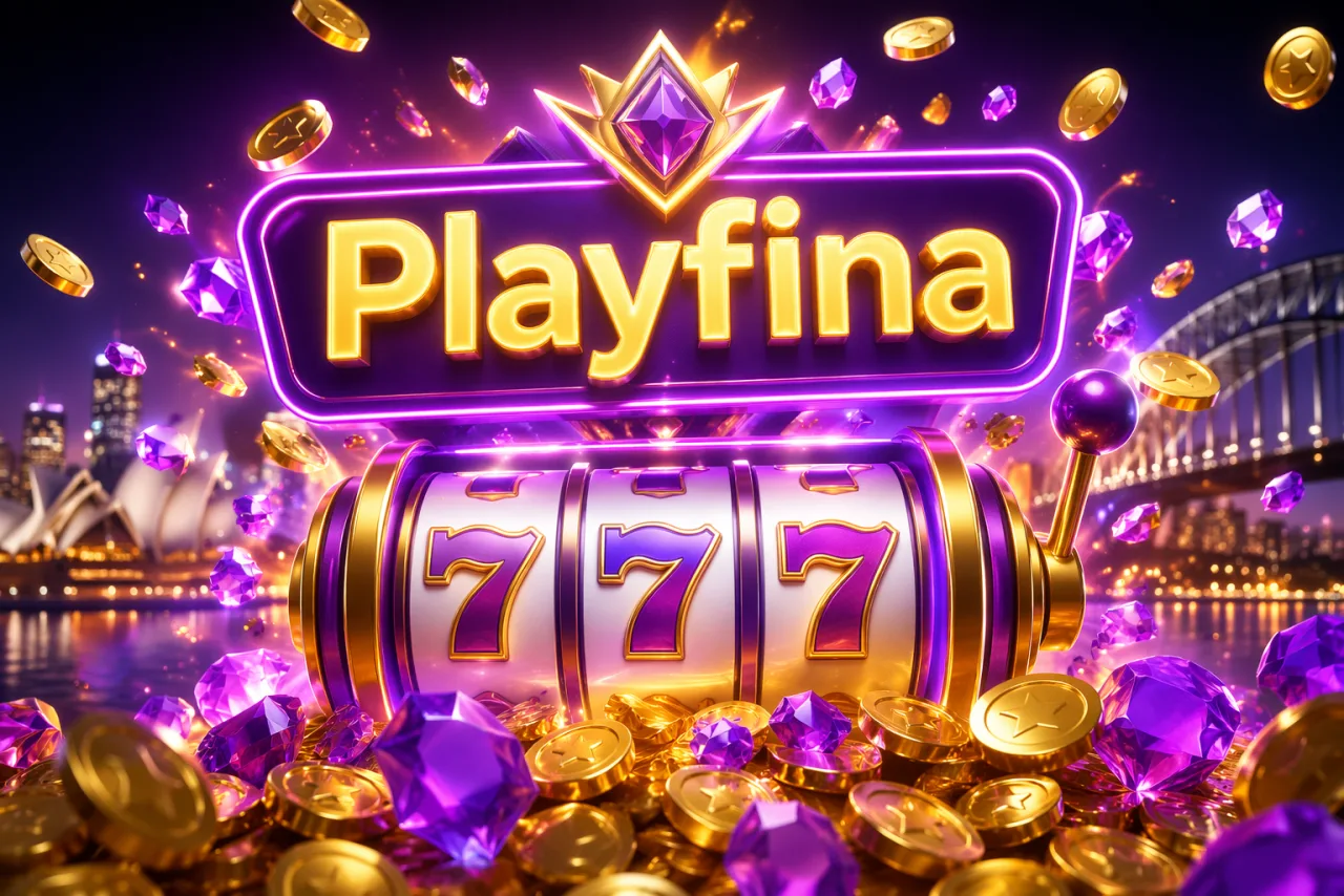 Playfina Casino Australia lobby with pokies and live tables