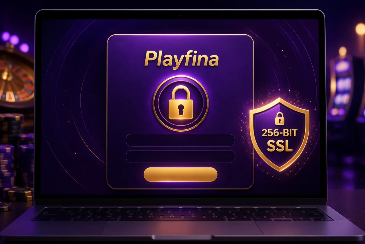 Secure Playfina Casino login screen with SSL protection